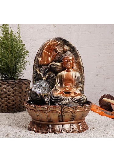 Zen Oturan Buddha Aum Temalı Su Şelalesi