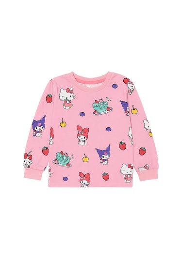 Cute Hello Kitty Ve Kuromi Desenli Kız Çocuk Pijama Takımı Pembe