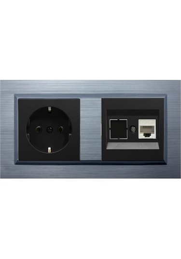 Ovivo Quantum Gümüş 2'li Set Topraklı Priz Ve Cat5 Data Priz Set