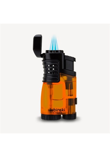 Lubinski 3 Torch Çakmak ve Kesici Puro Seti Turuncu