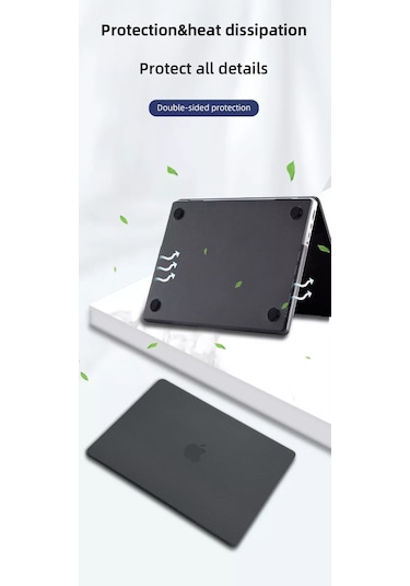 Arabulalaca Macbook Pro 14 2021 A2442 Koruma Karbon Desenli Kılıf Siyah