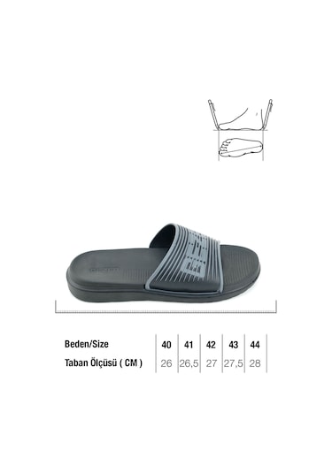 Gezer Erkek Yazlık Eva Islak Zemine Uygun Günlük Ev Bahçe Havuz Banyo Terlik Siyah-gri Siyah - Gri