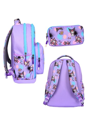 Kuromi Baskılı Lila, 3 Lü İlkokul Kız Çocuk Beslenmeli Ve Kalemli