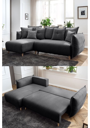 Puffy Sandıklı Köşe Koltuk Antrasit Sol Köşe Antrasit