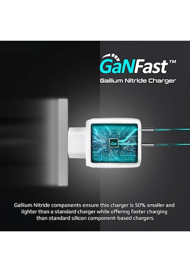 Promate PowerPort-65 GaNFast 65W Type-C PD Şarj Cihazı Beyaz