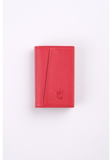 Ancora Leather Hakiki Deri Minimal Kartlık-26206 Kırmızı