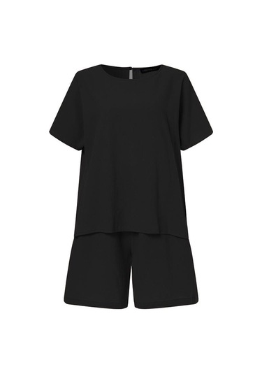 Zanzea Kadın Rahat Pamuk Kıyafetler Yaz Yarım Kollu T-shirt Ve Şort Iki Parçalı Takım Elbise Set Turuncu Zanzea Kadın Rahat Pamuk Kıyafetler Yaz Yarım Kollu T-shirt Ve Şort Iki Parçalı Takım Elbise Set Turuncu