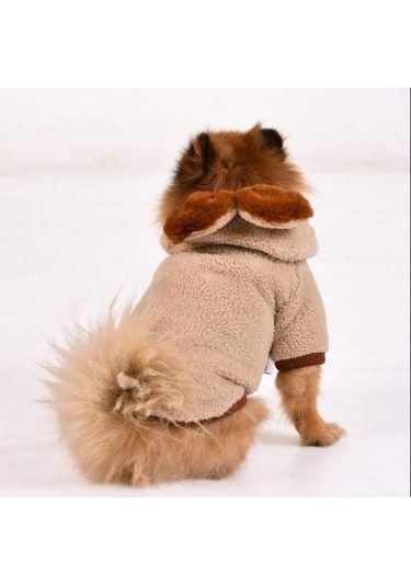 Gedyco Beige Premium Peluş Küçük Irk Köpek Sweatshirtü 2 - 8 Kg Arası Köpeklere Uygundur