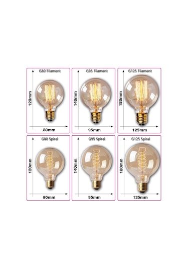 Retro Edison Ampul E27 110 V 40 W T10 T45 A19 St64 G80 G95 G125 Ampul Vintage Edison Ampul Akkor Lamba Filament Ampul Ev Dekor G125 Spiral