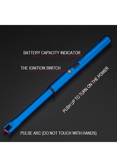 Mavi Projektör Usb Şarj Ateşleyici Mutfak Ateşleyici Açık Barbekü Kamp Çakmağı Mavi