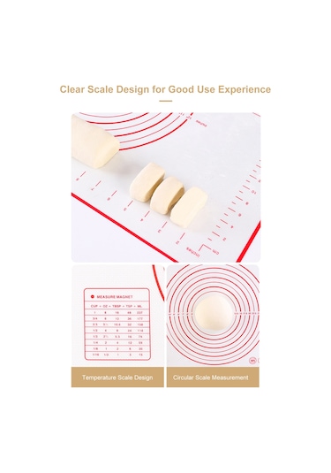 Youtek Silikon Hamur Hazırlama Matı - Ölçü Çizgili, Fırın Ve Barbekü İçin, Siyah, 29x26 Cm Siyah