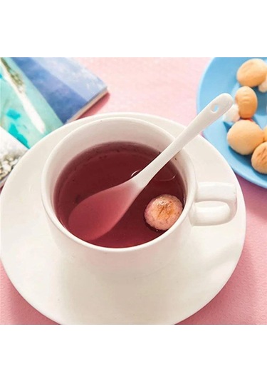 Skycity 5'li Seramik Kahve Kaşığı Seti - Dayanıklı, Yıkama Makinesine Uygun, Ev/restoran İçin Mutfak Gereci Beyaz