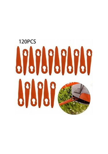 Gajeena Stıhl Fsa 45 Çim Biçme Makinesi Yerine Geçici Plastik Bıçaklar - Turuncu Kalebik Şekli L8 - 120 Adet Paket