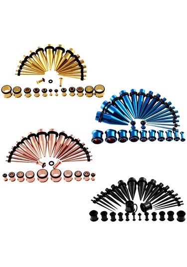 Homyl 36 Parça Kulak Göstergeleri Germe Kiti Fişler Konik 14g Siyah