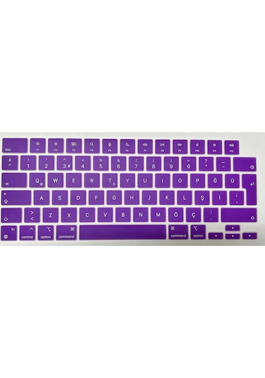 Arabulalaca MacBook Uyumlu Air 13.6 A2681 M2 Türkçe Q Silikon Klavye Mor