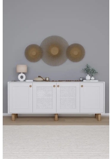 Bohem Serisi Natura 2 Kapak Pvc Hasır Desen Mat Beyaz Konsol Beyaz