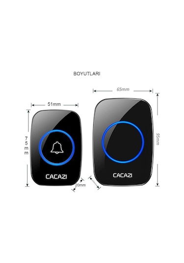 Cacazi 2 Alıcılı 1 Buton Kablosuz Kumandalı Kapı Zili