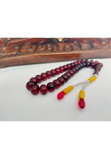 Soma Tesbih Trabzon Bakır Kazaz Püsküllü Ateş Kehribar Tesbih Ölçü: 7,5 X 10