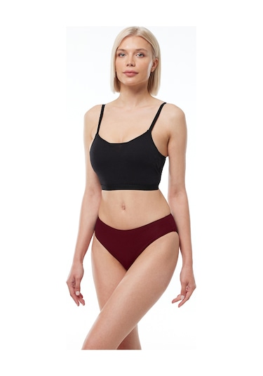 Malabadi Kadın Ten Ekru Bordo 6 Lı Paket Modal Dar Kalıp Ara Bel Slip Külot 187 Ten-ekru-bordo