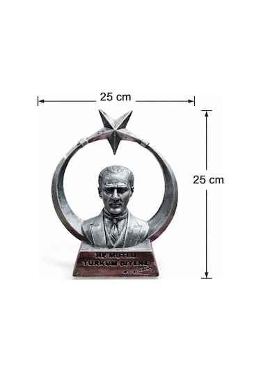 Atatürk Ayyıldız Biblo Heykel Gri
