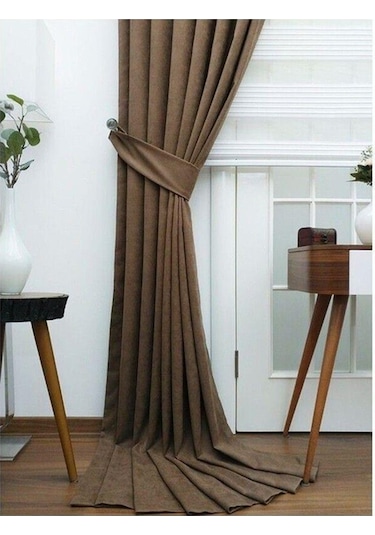 Açık Kahve Ada Fon Perde Normal Pile 1'e 2,5 Pile-açık Kahve Açık Kahverengi