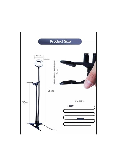 Telefon Tutucu Tripod Masa Lambası Youtuber Tripodu Usb-Led Işık