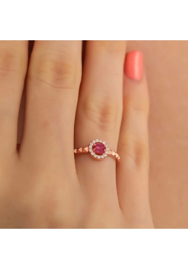 Zirkon Taş Ayarlanabilir Gümüş Yuvarlak Yüzük Rose