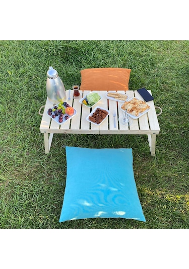 Katlanabilen Ahşap Piknik Masası - Kamp Masası - Yemek Masası - p Ahşap