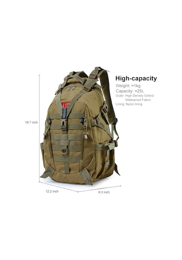 JSM J012 25L Büyük Kapasiteli Kamuflaj Sırt Çantası Siyah