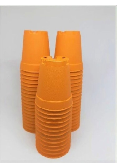 Avantajlı Katı Plastik Sukulent Saksısı 20 Adet Turuncu 5.5 Cm