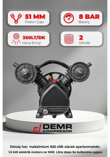 Kompresör Kafası Çift Piston 8 Bar Kompresör Id2051