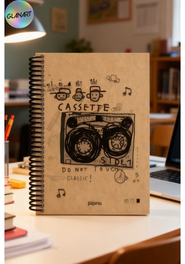 Spiralli 100 Yaprak Kareli Orta Boy Sert Kapak Defter Kraft Kağıt 16x23 Cm
