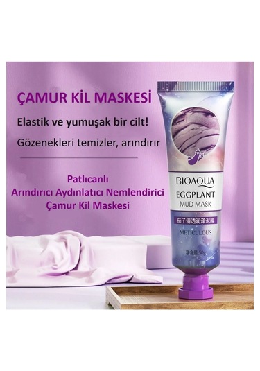 Bioaqua Patlıcan İçerikli Arındırıcı ve Nemlendirici Çamur Kil Maskesi 50 G﻿