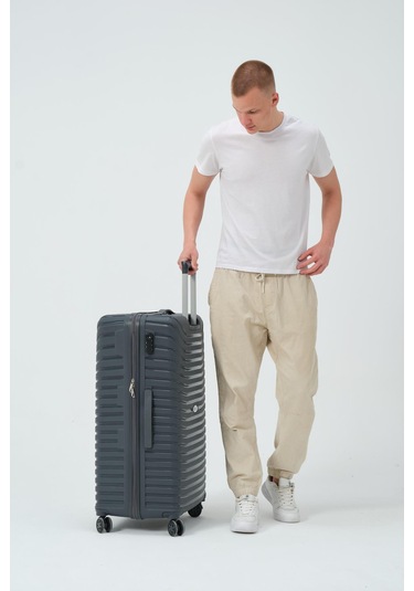 Keo-plus Gri Büyük Boy Silikon Kırılmaz Pp Valiz Gri