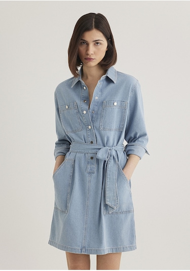 Mavi - Bridget Gold Klasik Açık Mavi Jean Elbise 1310541-87816 Açık Mavi