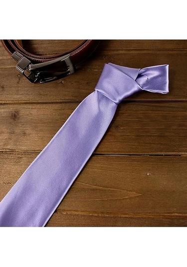 Tezzgelsin Erkek Saten Kravat ve Mendil Set Lila