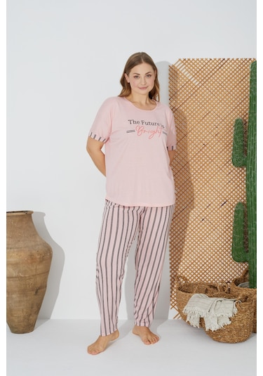 Estiva 24071 Büyük Beden Kadın Kısa Kol Pijama Takımı 001