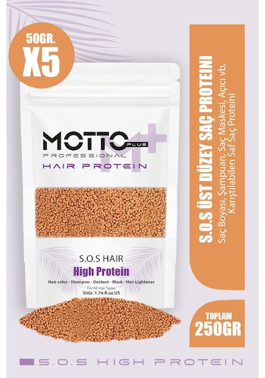 Motto Plus Professional Acil Kurtarma Saç Proteini Saç Boyama Ve Renk Açma İşlemlerinde Yıpranmaya Karşı Etkili Formül 250gr