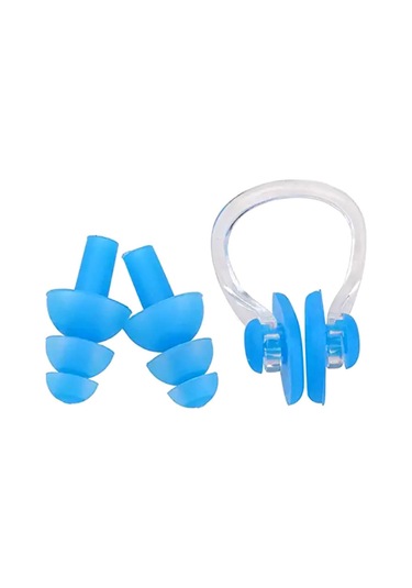 Xiyyadms Yüzme İçin Silikon Kulak Tıkacı Ve Burun Klipsi Seti - Su Geçirmez Rahat Kullanım 111 Karakter Mavi