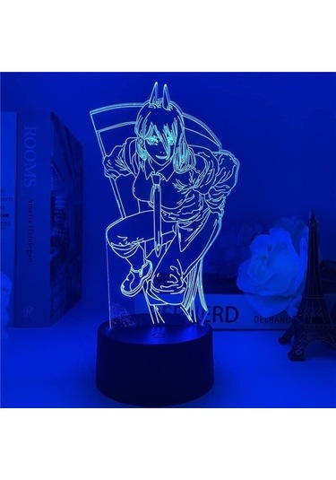 Szypzstore Anime Testere Adam Figürü 3d Çocuklar Gece Lambası, Uzaktan Kumanda İle Değişen 16 Renk, Çocuk Odası U, Şekil Manga Illusion Led Oyuncak Lamba Kız Erkek Çocuklar Noel Hediyel Euxpmh Renkli