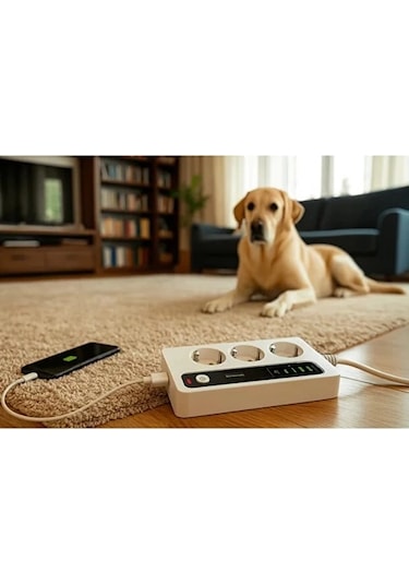 Vtn-p10 3x Priz 3000w Akım Korumalı 4x Usb 2x Type-c Girişli Çoklu Priz 2 M