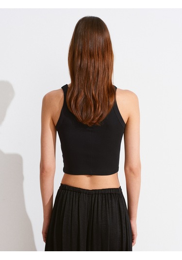 Dilvin 21104 Fitilli Crop Top-siyah Siyah