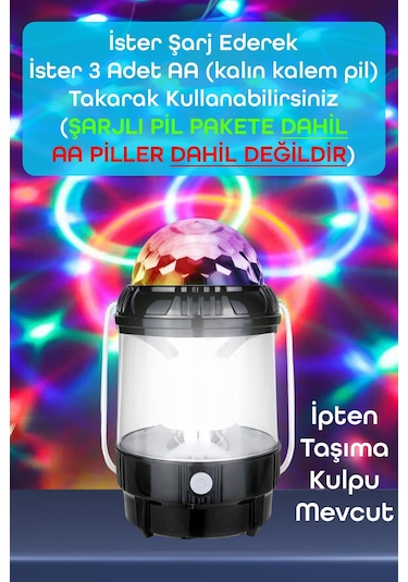 Şarjlı Rgb Projeksiyon Gökyüzü Gece Lambası Kamp Feneri Işıldak Powerbank Özellikli Pilli M001 Renkli