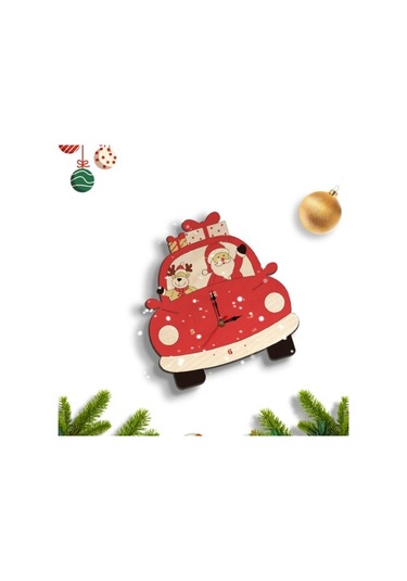 Goldenqian Sevimli Karikatür Akrilik Duvar Saati Sessiz Noel Noel Baba Elk Ng7fjz Kırmızı