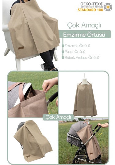 Mordesign Çok Amaçlı Bebek Emzirme Örtüsü/önlüğü Puset, Bebek Arabası Örtüsü, Extra Büyük, Morbear Seri Zg10048