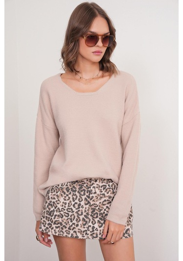 6901 Kadın Yumuşak Dokulu Basic Kazak Camel CAMEL