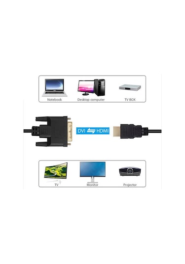Hdmi To Dvi 24+1 Dvi To Hdmi Kablo Altın Uçlu 1.8M
