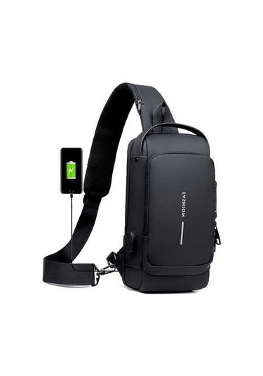 Maoyaya Erkek Motosiklet Çantası Şifre Hırsızlık Önleyici Spor Bel Çantası Gündelik Çapraz Çanta - Siyah Siyah