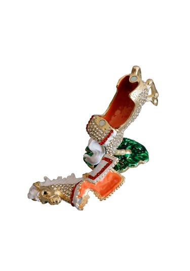 Kristal Taş İşlemeli Dekoratif At Figürlü Metal Mücevher Kutusu