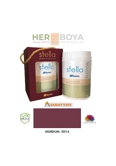 Stella Su Bazlı Saf Akrilik Boya Mürdüm 1lt Diğer
